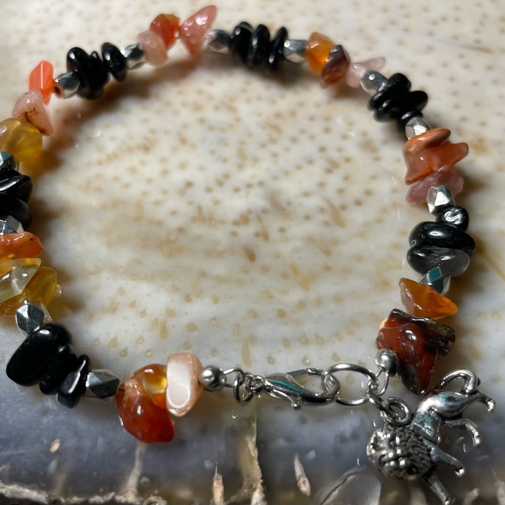 Black Tourmaline & Carnelian Agate Bracelet